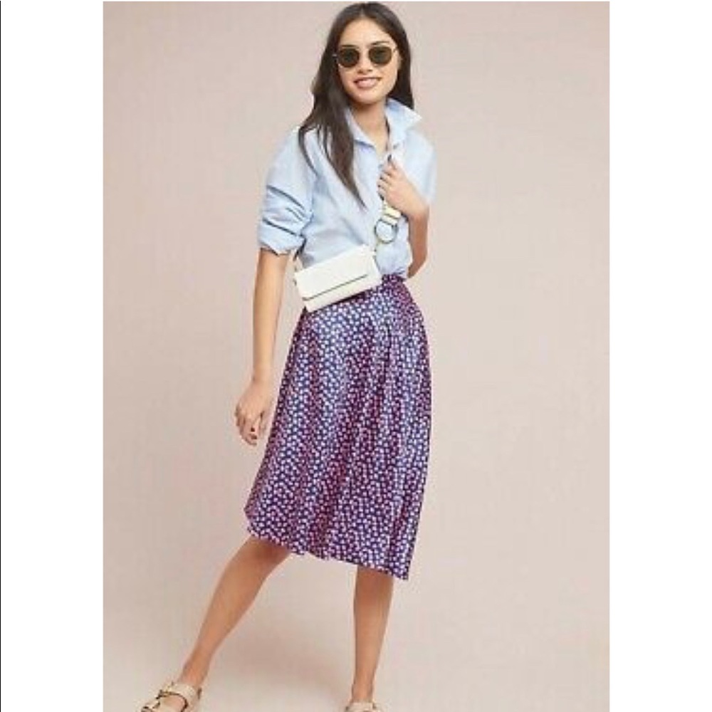 Anthropologie tulips asymmetric midi skirt